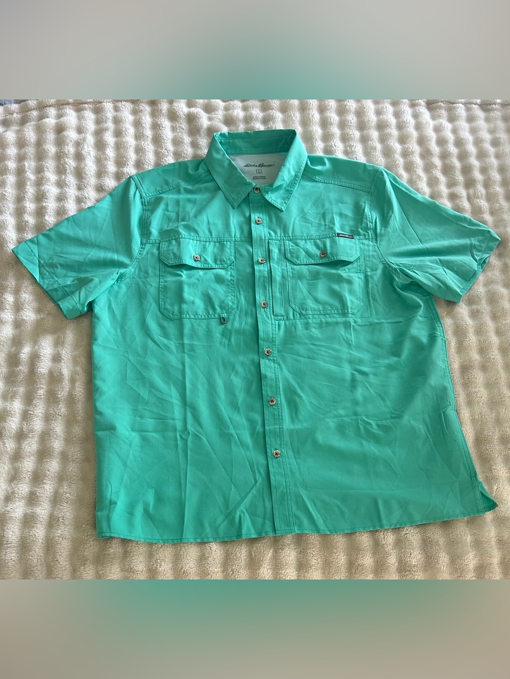 Eddie Bauer Teal Short-Sleeve Button-Down Shirt